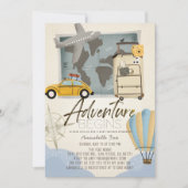 Invitation L'aventure commence Plan de voyage Baby shower (Devant)