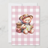 Invitation L'aventure commence rose mignon Baby shower ours (Dos)