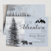 Invitation L'aventure commence Rustic Woodland Bears Baby sho (Devant / Derrière)