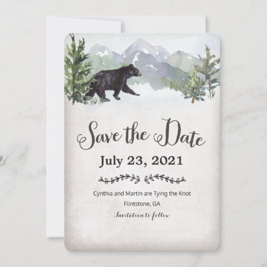 Invitation L'aventure commence rustique Enregistrer la date (Devant)