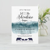 Invitation L'aventure commence Twins Aquarelle Montagnes Ours (Debout devant)
