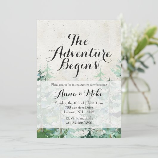 Invitation L'aventure commence une partie d'engagement rustiq (Debout devant)