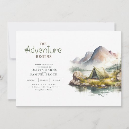 Invitation L'aventure commence Wild Nature Mountains Mariage (Devant)