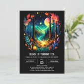 Invitation L'aventure dans les bois attend un bel anniversair (Debout devant)