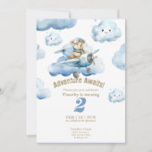 Invitation L'aventure de Teddy dans les airs pour son 2e anni (Devant)