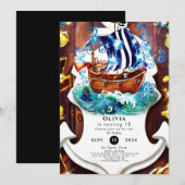 Invitation L'aventure des enfants Boho Pirate Anniversaire (Devant / Derrière)