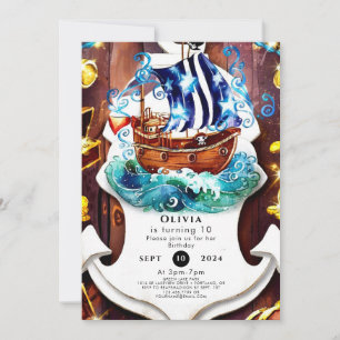 Invitation L'aventure des enfants Boho Pirate Anniversaire