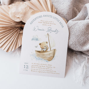Invitation L'aventure du nounours marin Teddy attend la baby