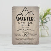 Invitation L'aventure est dehors Baby shower Wood Mountain (Debout devant)