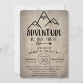 Invitation L'aventure est dehors Baby shower Wood Mountain (Devant)