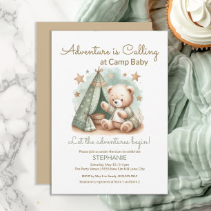 Invitation L'aventure est le Baby shower de camp d'appels