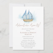 Invitation L'aventure nautique attend le Baby shower blanc (Devant)