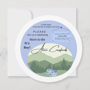 Invitation L'aventure vous attend ! Montagne Bleue Bébé Tourn
