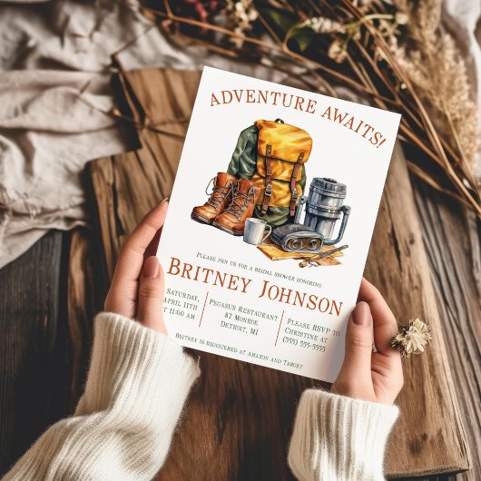 Invitation L'aventure vous attend! Randonnée, camping, enterr