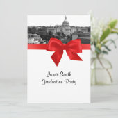 Invitation Laver DC Skyline Etched BW Red Graduation Party (Debout devant)