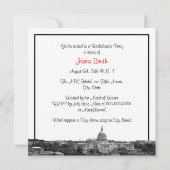 Invitation Laver DC Skyline Etched BW Red SQ Bachelorette (Dos)