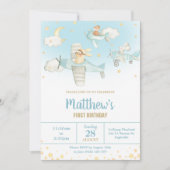 Invitation L'avion de Cute Animals étoile le petit garçon d'a (Devant)