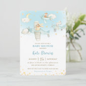 Invitation L'avion de Cute Animals étoilé Sky Baby shower Boy (Debout devant)