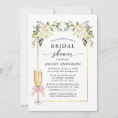 Invitation Lavis de Roses Blanches Ruban Rose Mariage (Devant)