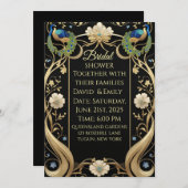 Invitation Lavish Art Nouveau Mariage noir et or Invitati (Devant / Derrière)