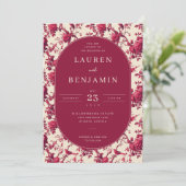 Invitation Lavish Crimson Blooms Wedding (Debout devant)