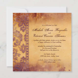 Invitation Lavish Lilac Grunge Damask Lace Mariage
