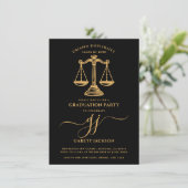 Invitation Law School Gold Script Photo Black Graduation (Debout devant)