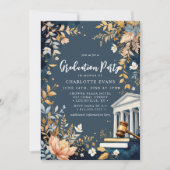 Invitation Law School Graduation Gavel Floral Photo (Devant)