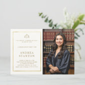 Invitation Law School Graduation Gold Frame Photo moderne (Debout devant)