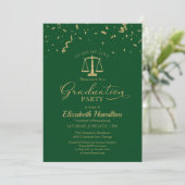 Invitation Law School Graduation Party Gold Confetti Green (Debout devant)