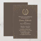 Invitation Law School Graduation Party Gold Confetti Moderne (Devant / Derrière)