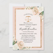 Invitation Law School Graduation Party Photo Blush Floral (Devant)