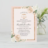 Invitation Law School Graduation Party Photo Blush Floral (Debout devant)