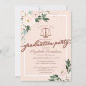 Invitation Law School Graduation Party Pink Blush Floral (Devant)