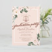 Invitation Law School Graduation Party Pink Blush Floral (Debout devant)