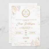 Invitation Law School Graduation Party - Simple or et blanc (Devant / Derrière)
