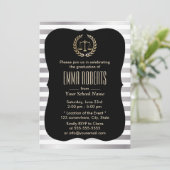 Invitation Law School Modern Silver Stripes Graduation Party (Debout devant)