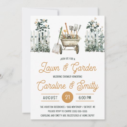 Invitation Lawn & Garden Wedding Shower, Bridal Shower (Devant)