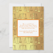 Invitation Lawyer Law School Graduation Party Gold Orange (Dos)