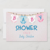 Invitation Layette bébé sur une corde à linge Baby Shower (Devant)