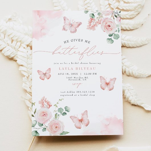 Invitation LAYLA Blush Il Me Donne Des Papillons Fête des mar