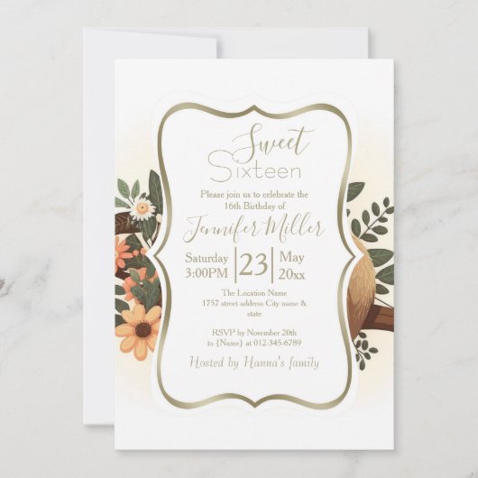 Invitation Lazy sloth sleeping on a branch cartoon (Devant)