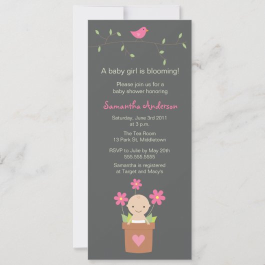 Invitation L'Baby shower de printemps moderne - Fille (Devant)