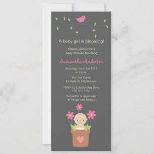 Invitation L'Baby shower de printemps moderne - Fille