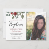 Invitation LDS Baptism Girl Aquarelle Rose Floral (Devant)