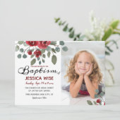 Invitation LDS Baptism Girl Aquarelle Rose Floral (Debout devant)