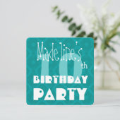 Invitation Le 10e anniversaire de l'enfant TURQUOISE texturé  (Debout devant)