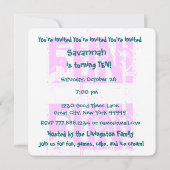 Invitation Le 10e anniversaire de l'enfant TURQUOISE texturé  (Dos)