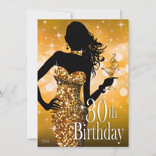 Invitation Le 30e anniversaire de la Bling Sparkle| or (Devant)