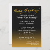 Invitation Le 30e anniversaire de la Bling Sparkle| or (Dos)